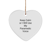Funny Rescue Worker Gifts from Friends for Christmas Unique Rescue Worker Heart Ornament Keep Calm Or I Will Use My Rescue Worker Voice - Image 1